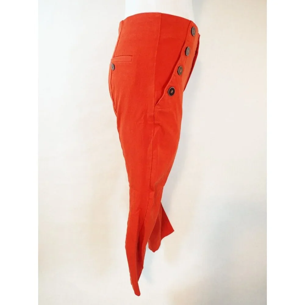 Anthropologie Dark Orange Essential Chino Sailor Button Cropped Pants, Size 4P